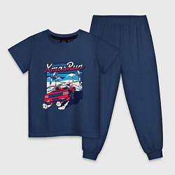 Пижама хлопковая детская Xmas Run, цвет: тёмно-синий