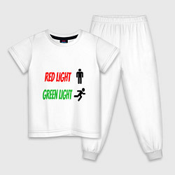 Пижама хлопковая детская Red, Green Light, цвет: белый