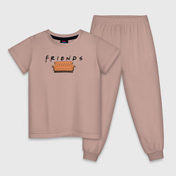 Пижама хлопковая детская Friends на диване, цвет: пыльно-розовый
