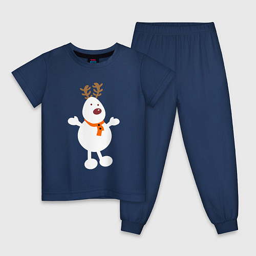 Детская пижама Олень снеговик 01 / Тёмно-синий – фото 1