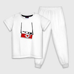 Пижама хлопковая детская Фотоаппарат любви, цвет: белый
