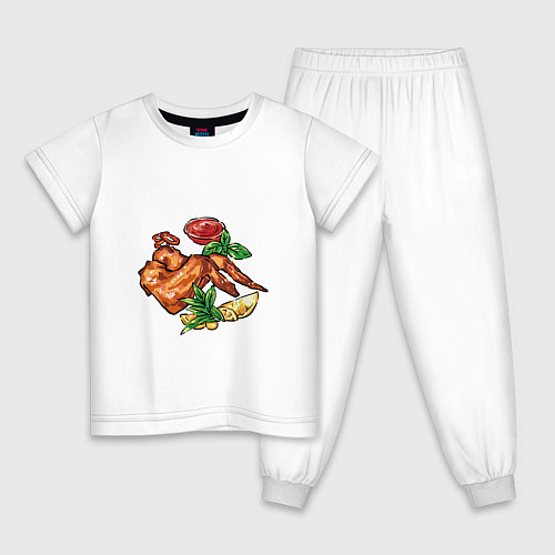 Детская пижама Куры гриль / Белый – фото 1
