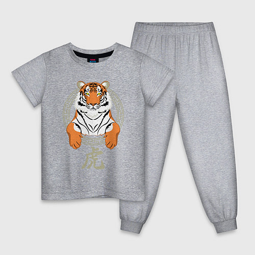 Детская пижама Тигр в раме / Меланж – фото 1