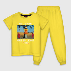 Пижама хлопковая детская ИГРА В КАЛЬМАРА НАЧАЛО, цвет: желтый