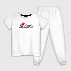 Пижама хлопковая детская Logo RobloX, цвет: белый