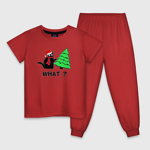 Детская пижама Кот и Новый Год / Красный – фото 1