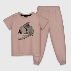 Пижама хлопковая детская Спящая акула, цвет: пыльно-розовый