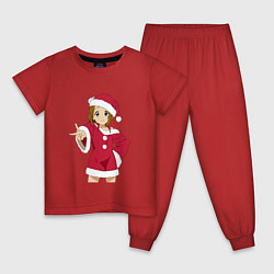 Пижама хлопковая детская Анимешная девочка Санта, цвет: красный
