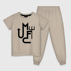 Пижама хлопковая детская Манчестер Юнайтед минимализм, цвет: миндальный