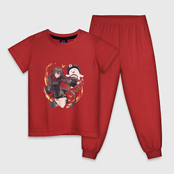 Пижама хлопковая детская Ху Тао с привидением, цвет: красный