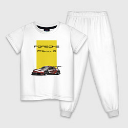 Пижама хлопковая детская Porsche Carrera 4S Motorsport, цвет: белый