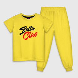Пижама хлопковая детская БУМАЖНЫЙ ДОМ BELLA CIAO!, цвет: желтый