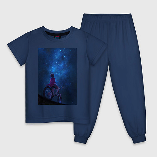Детская пижама Взгляд на небо / Тёмно-синий – фото 1