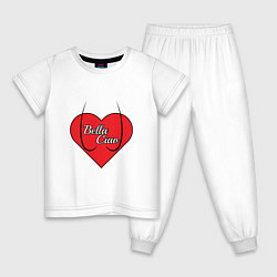 Пижама хлопковая детская Сердце Белла Чао, цвет: белый