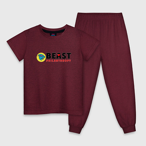 Детская пижама Mr Beast Philanthropy / Меланж-бордовый – фото 1