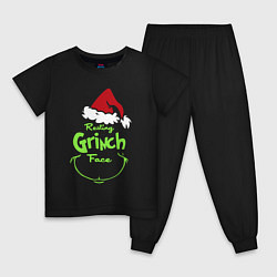 Пижама хлопковая детская Resting Grinch Face, цвет: черный