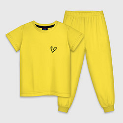 Пижама хлопковая детская Сердечко крохотное, цвет: желтый