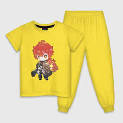 Пижама хлопковая детская Чиби Дилюк в деле, цвет: желтый