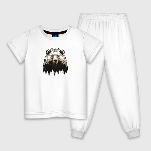 Детская пижама Медведь над лесом / Белый – фото 1