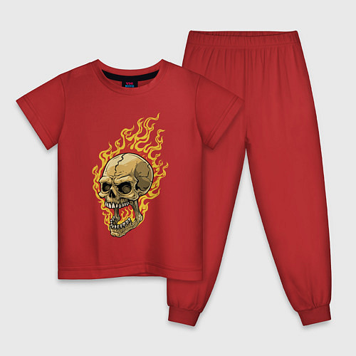 Детская пижама Горящий кульный череп / Красный – фото 1