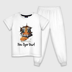 Пижама хлопковая детская New Tiger Year!, цвет: белый