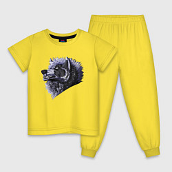 Пижама хлопковая детская Свирепый крутой волчара, цвет: желтый
