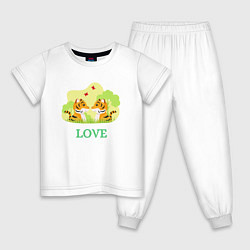 Пижама хлопковая детская Love влюбленные тигры, цвет: белый
