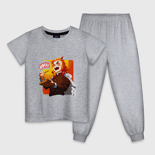 Детская пижама Вкусно говорит Ренгоку , Клинок рассекающий демоно / Меланж – фото 1