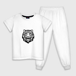 Пижама хлопковая детская Символ года тигренок черный, цвет: белый