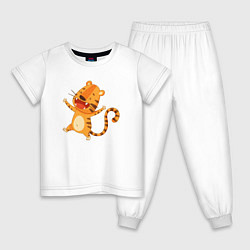 Пижама хлопковая детская Счастливый тигр 2022, цвет: белый