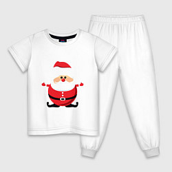 Пижама хлопковая детская Игрушка дед мороз, цвет: белый