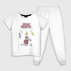 Пижама хлопковая детская Мышкин, цвет: белый