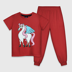 Пижама хлопковая детская Загадочный Пегас, цвет: красный