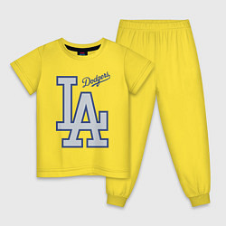 Пижама хлопковая детская Los Angeles Dodgers - baseball team, цвет: желтый