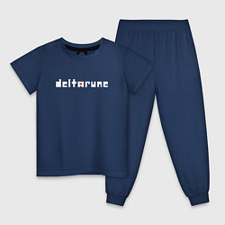 Пижама хлопковая детская Deltarune logo надпись, цвет: тёмно-синий