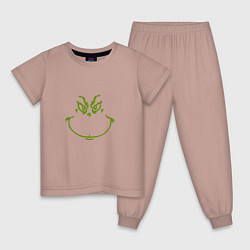 Пижама хлопковая детская Гринч похититель рождества Монстрик, цвет: пыльно-розовый