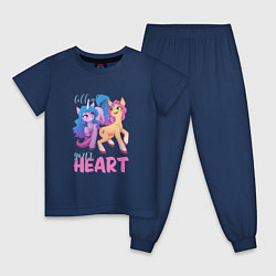 Пижама хлопковая детская My Little Pony Follow your heart, цвет: тёмно-синий