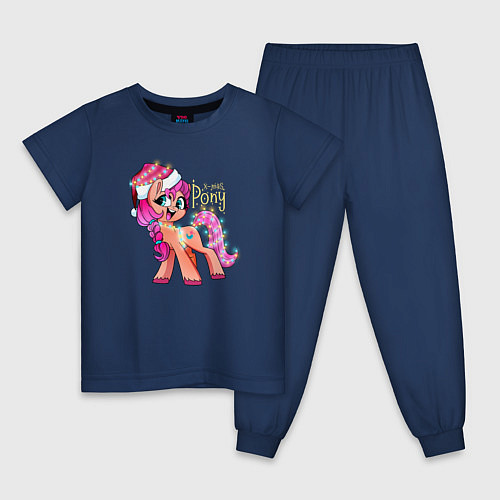 Детская пижама X-mas pony / Тёмно-синий – фото 1