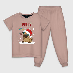 Пижама хлопковая детская Щенячий восторг, цвет: пыльно-розовый