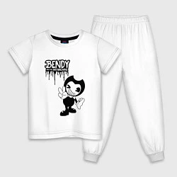 Пижама хлопковая детская Bendy Бенди и чернильная машина, цвет: белый