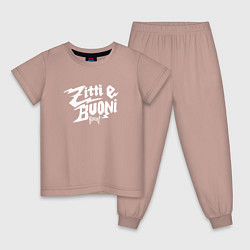 Пижама хлопковая детская MANESKIN ZITTI E BUONI РОК ГРУППА, цвет: пыльно-розовый