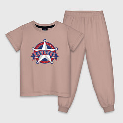 Пижама хлопковая детская Texas Rangers -baseball team, цвет: пыльно-розовый