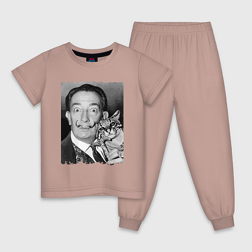 Детская пижама Salvador Dali & nice cat / Пыльно-розовый – фото 1
