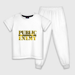 Пижама хлопковая детская Public Enemy Rap, цвет: белый