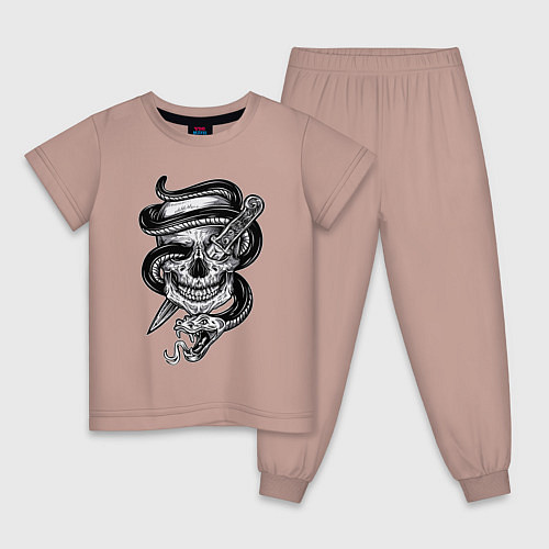 Детская пижама Snake skull / Пыльно-розовый – фото 1