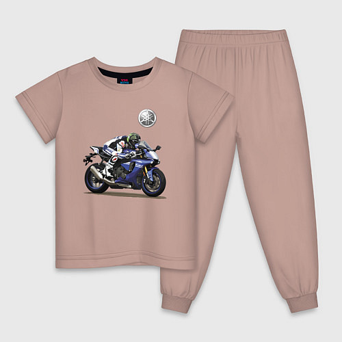 Детская пижама YAMAHA - racing team! / Пыльно-розовый – фото 1