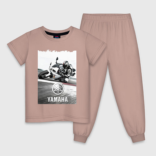 Детская пижама YAMAHA на вираже / Пыльно-розовый – фото 1