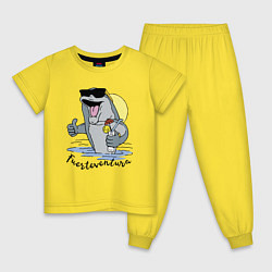 Пижама хлопковая детская Fuerteventura - summer paradise, цвет: желтый
