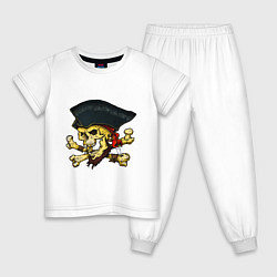 Пижама хлопковая детская Skull Cap, цвет: белый