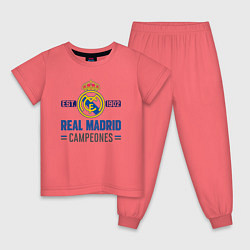 Пижама хлопковая детская Real Madrid Реал Мадрид, цвет: коралловый